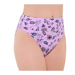 Freshwater Lavender Floral High Leg Banded Swim Bikini Bottoms
